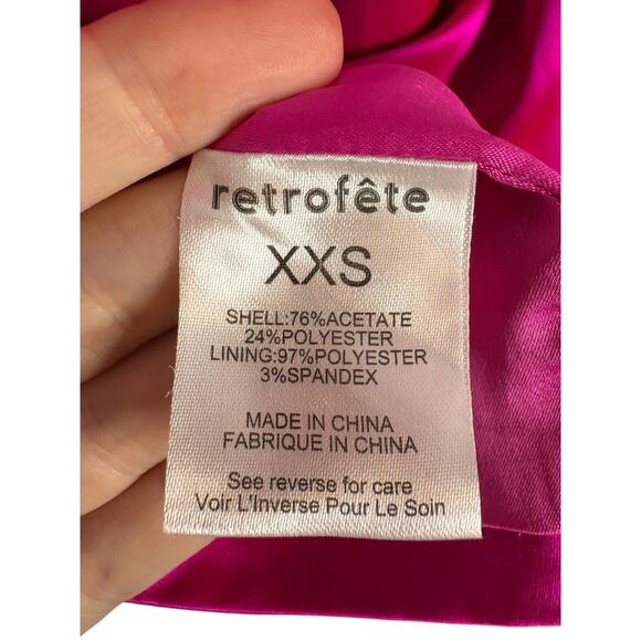 Retrofete Elio Mini Dress Satin Off Shoulder Long Sleeve Party Evening Pink XXS - Picture 11 of 13